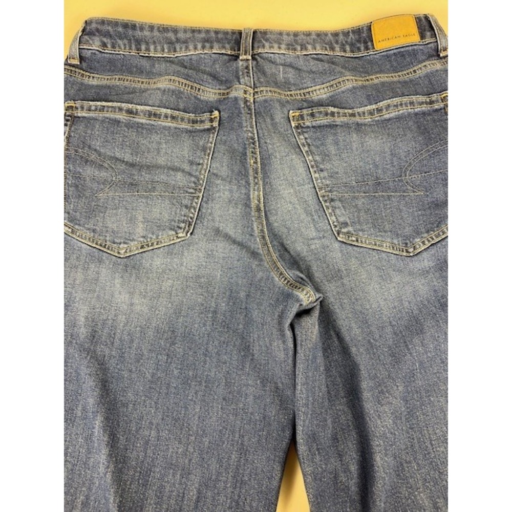 American Eagle Low-Rise Baggy Wide Leg Jeans Medium Wash Stretch 12 Long - Picture 12 of 14